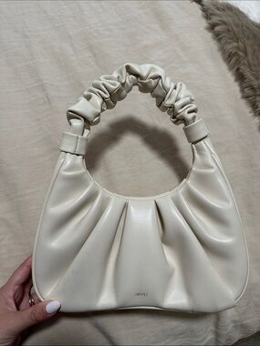 JW PEI Cream Ruched Handle Shoulder Bag
